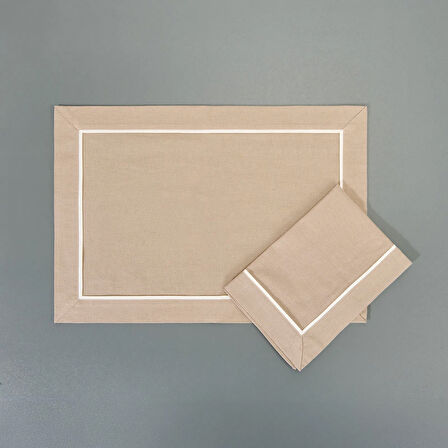 Soft Biyeli 2'li Amerikan Servis - Bej - 35x50 cm