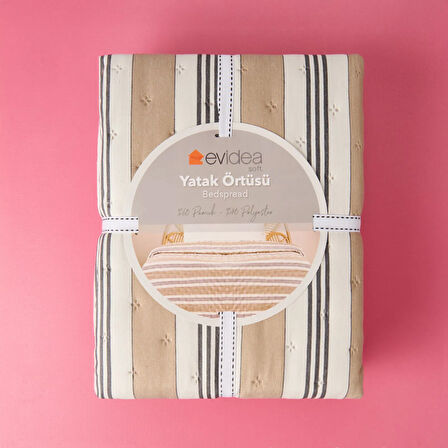 Soft Galler Tek Kişilik Yatak Örtüsü - Bej - 160x230 cm