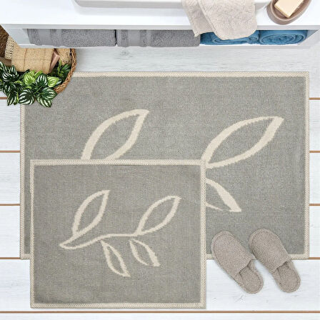 Soft Nemi 2'li Banyo Paspası - Gri - 60x100 cm + 50x60 cm