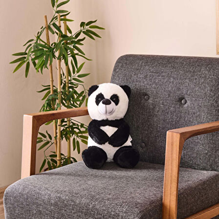 Soft Panda Figürlü Yastık - Siyah / Beyaz - 35 cm