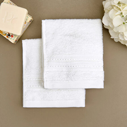 Soft Lapa 2'li Havlu Seti - Beyaz - 30x30 cm