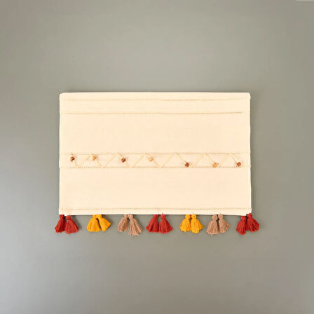 Soft Boncuklu Runner - Ekru - 50x130 cm