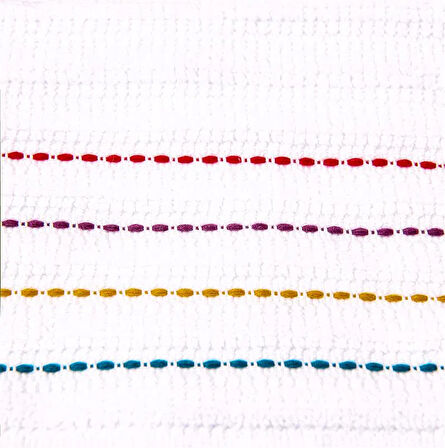 Soft Püsküllü Ayak Havlusu - Beyaz / Renkli - 50x70 cm