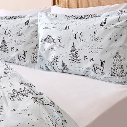 Soft Pacha Çift Kişilik Nevresim Takımı - Mavi / Antrasit