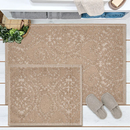 Soft Visby 2'li Banyo Paspası - Vizon - 60x100 cm + 50x60 cm