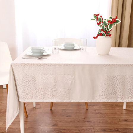 Soft Floral Devore Masa Örtüsü - Gri - 140x200 cm