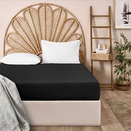 Soft Çift Kişilik Düz Kenar Çarşaf - Siyah - 260x270 cm