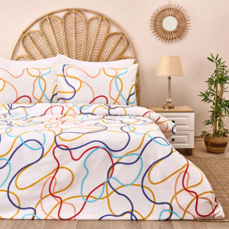 Soft Vonal Çift Kişilik Nevresim Takımı - Renkli