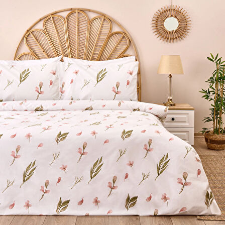 Soft Ganye Tek Kişilik Nevresim Takımı - Ekru / Yeşil