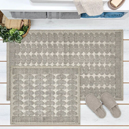 Soft Folium 2'li Banyo Paspası - Gri - 60x100 cm + 50x60 cm