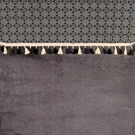 Soft Püsküllü 2'li Banyo Paspası - Antrasit - 60x100 cm + 50x60 cm