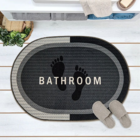 Soft Bathroom Oval Sihirli Banyo Paspası - Antrasit - 50x70 cm