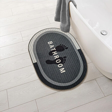 Soft Bathroom Oval Sihirli Banyo Paspası - Antrasit - 50x70 cm