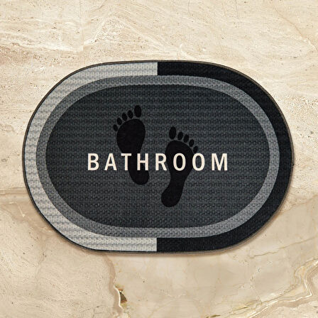 Soft Bathroom Oval Sihirli Banyo Paspası - Antrasit - 50x70 cm