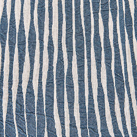 Soft Çizgili Tek Kişilik Yatak Örtüsü - Lacivert - 160x225 cm