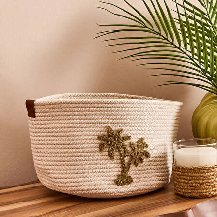 Living Palm Breeze Dekoratif Sepet - Beyaz - 16x23x23 cm