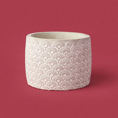 Işık Desen Beton Saksı - Bej - 10x13 cm