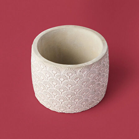 Işık Desen Beton Saksı - Bej - 10x13 cm