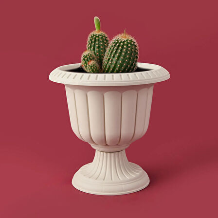 Ayaklı Plastik Saksı - Beyaz - 20,5x30x30 cm