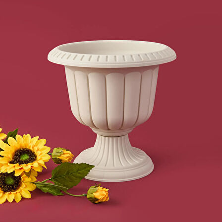 Ayaklı Plastik Saksı - Beyaz - 20,5x30x30 cm