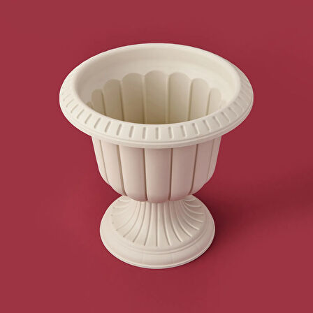 Ayaklı Plastik Saksı - Beyaz - 20,5x30x30 cm