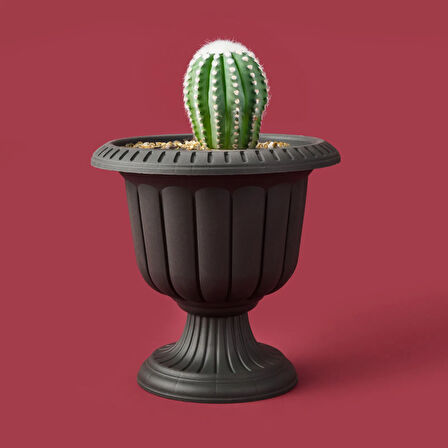 Ayaklı Plastik Saksı - Antrasit - 20,5x30x30 cm