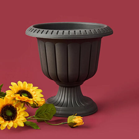 Ayaklı Plastik Saksı - Antrasit - 20,5x30x30 cm