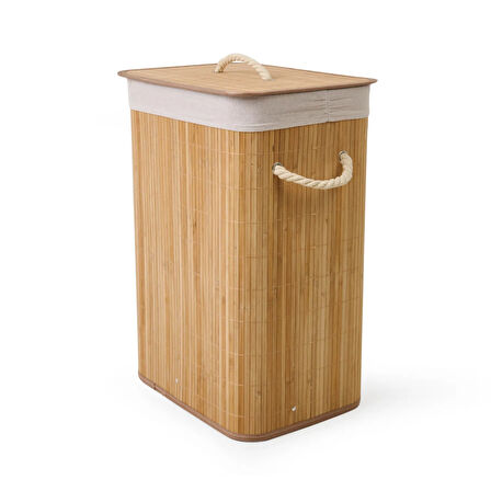 Living Bambu Örme Çamaşır Sepeti - Bej - 60 lt