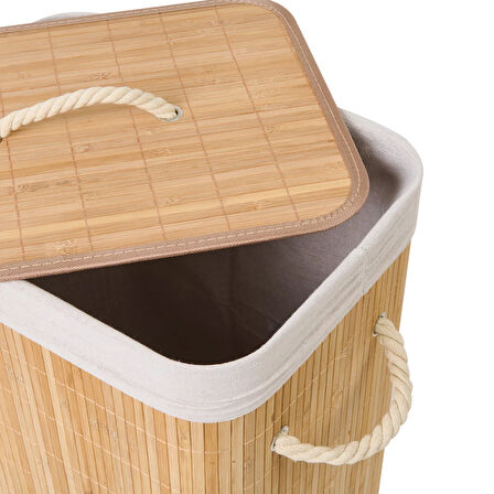 Living Bambu Örme Çamaşır Sepeti - Bej - 60 lt