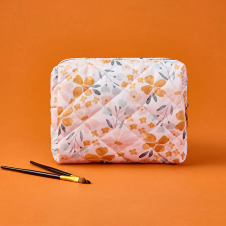 Living Çiçek Desenli Kozmetik Çantası - Renkli - 20x17 cm