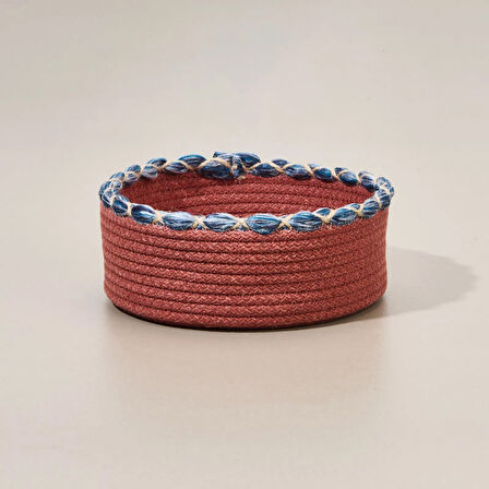 Living Colorful Örgü İpli Sepet - Renkli - 21x7 cm