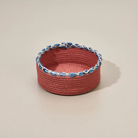 Living Colorful Örgü İpli Sepet - Renkli - 21x7 cm