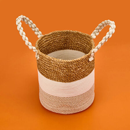 Living Boho Style Büyük Örgü Sepet - Renkli - 25x25 cm
