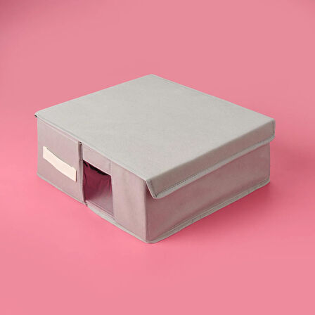 Home PVC Detaylı Hurç - Gri - 38x33x15 cm