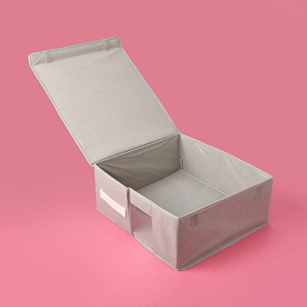 Home PVC Detaylı Hurç - Gri - 38x33x15 cm