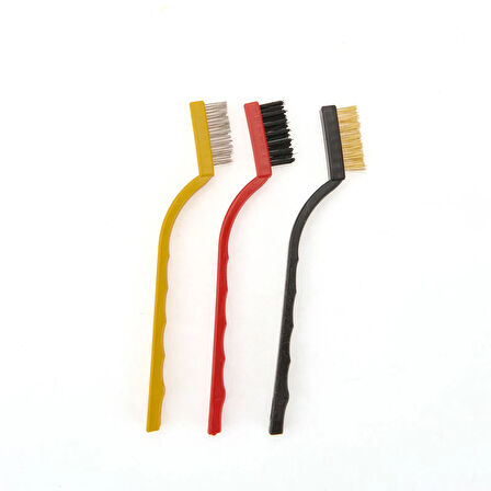 3'lü Tel Fırça - Renkli - 16 cm