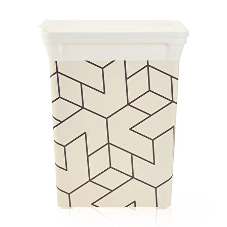 Çizgili Mutfak Çöp Kovası - Beyaz / Siyah - 20 lt