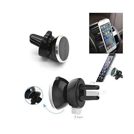 Mıknatıslı Telefon Tutucu - Siyah - 7 cm
