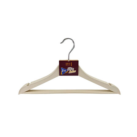 Ahşap Görünümlü 3'lü Plastik Askı - Krem