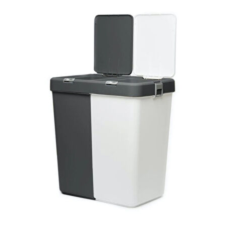 Duo Laundry Çamaşır Sepeti - Antrasit / Beyaz - 80 lt