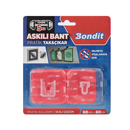 Askılı Tak Çıkar Bant - Şeffaf - 6x6 cm
