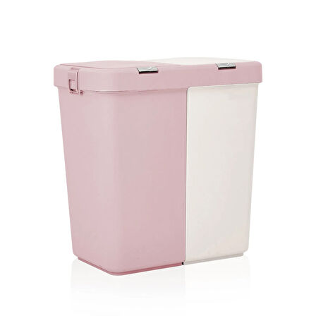 Duo Laundry Çamaşır Sepeti - Pembe / Beyaz - 80 lt