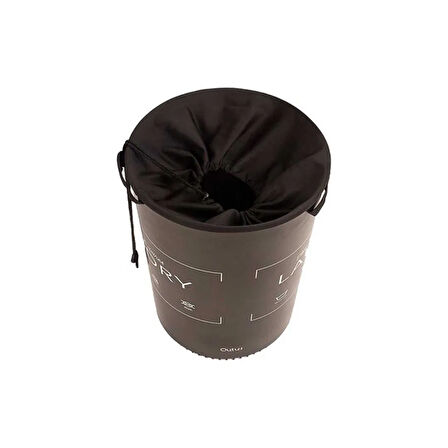 Ağzı Büzgülü Çok Amaçlı Qoja Kese Çamaşır Sepeti - Laundry Siyah - 40 lt