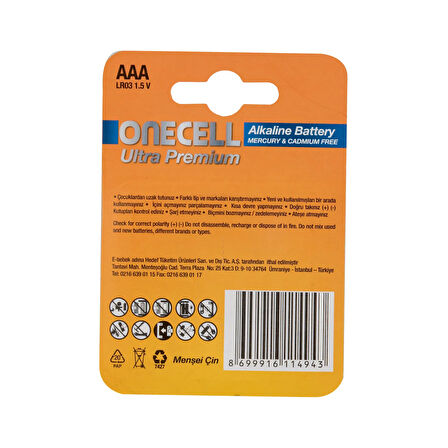 Ultra Premium Alkalin 1,5 V. 4'lü AAA Boy Pil