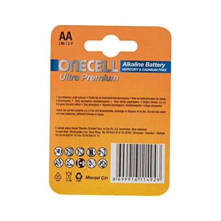 Ultra Premium Alkalin 1,5 V. 4'lü AA Boy Pil