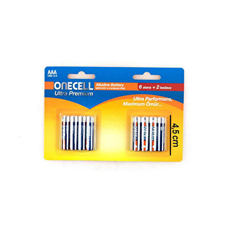 Ultra Premium Alkalin 1,5 V. 8'li AAA Boy Pil