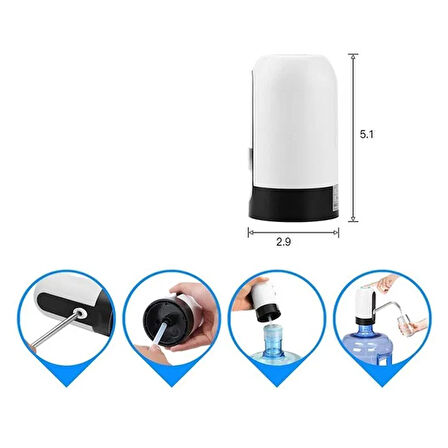 Usb Şarjlı Damacana Su Pompası - 2 Yıl Garantili