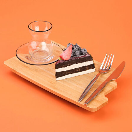 Pure Siyah Rimli 12 Parça Çay Bardak Takımı - Şeffaf / Siyah