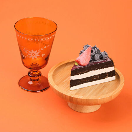 Nazenin 4'lü Ayaklı Su Bardağı Seti - Amber - 280 ml