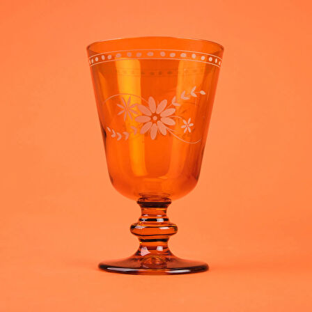 Nazenin 4'lü Ayaklı Su Bardağı Seti - Amber - 280 ml